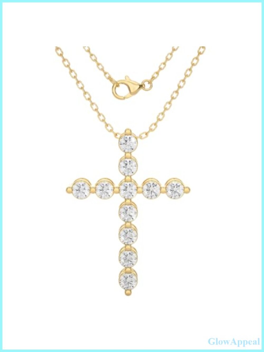 Lab Grown Diamond Cross Pendant Necklace 14K Yellow Gold 0.5ct VVS